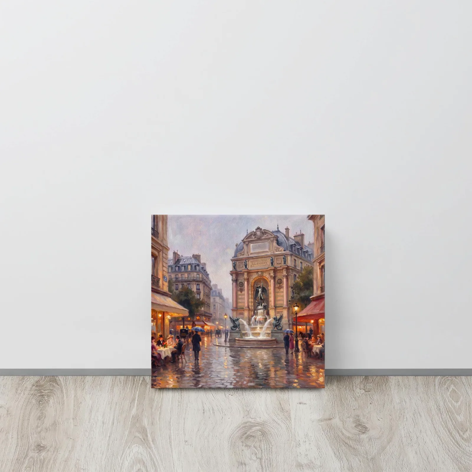 Paris Fontaine St Michel Thin Canvas: French Impressionist style Decor Wall Art, photo 4
