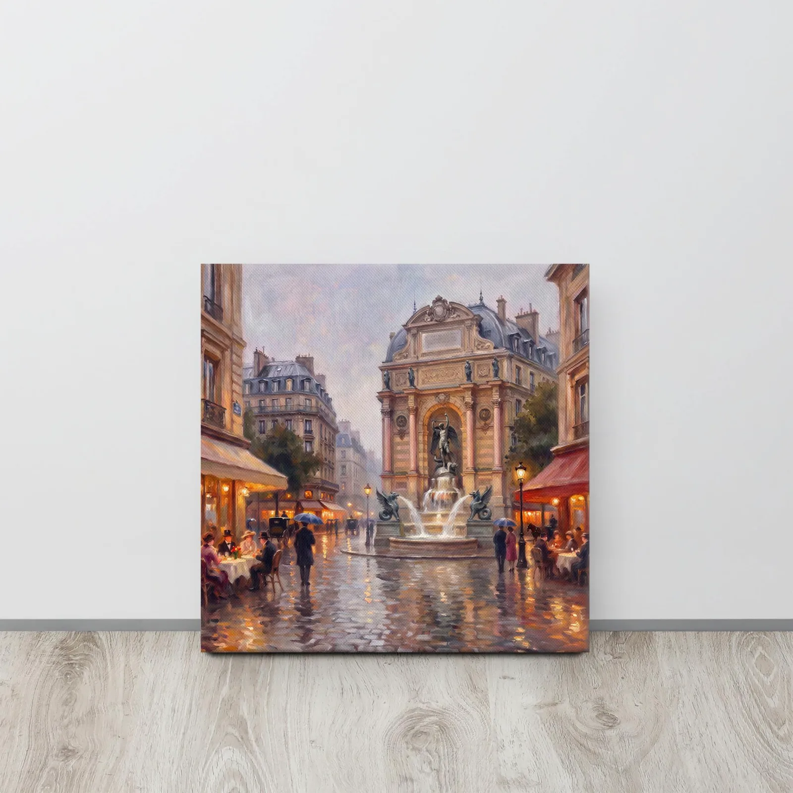 Paris Fontaine St Michel Thin Canvas: French Impressionist style Decor Wall Art, photo 5