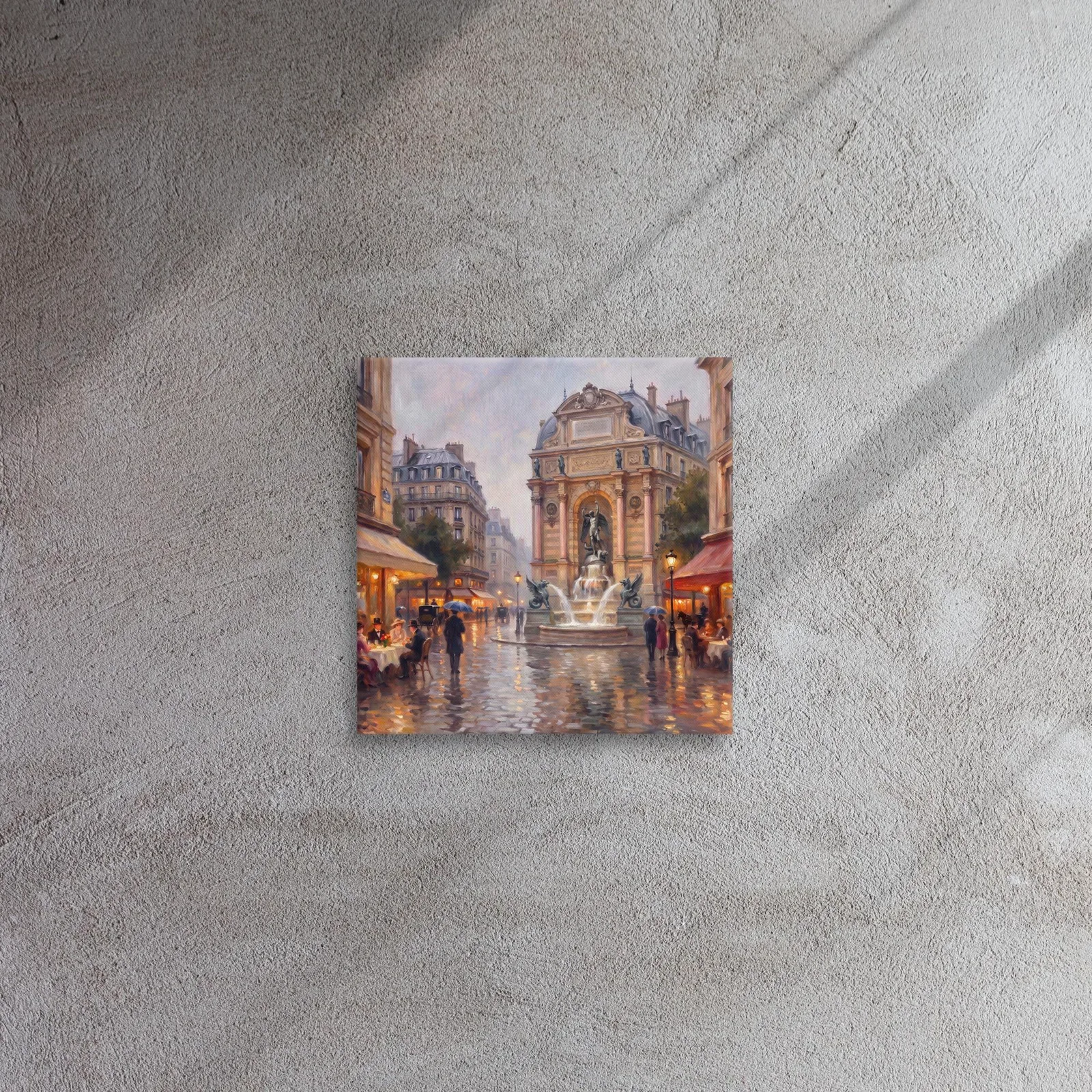 Paris Fontaine St Michel Thin Canvas: French Impressionist style Decor Wall Art, photo 6