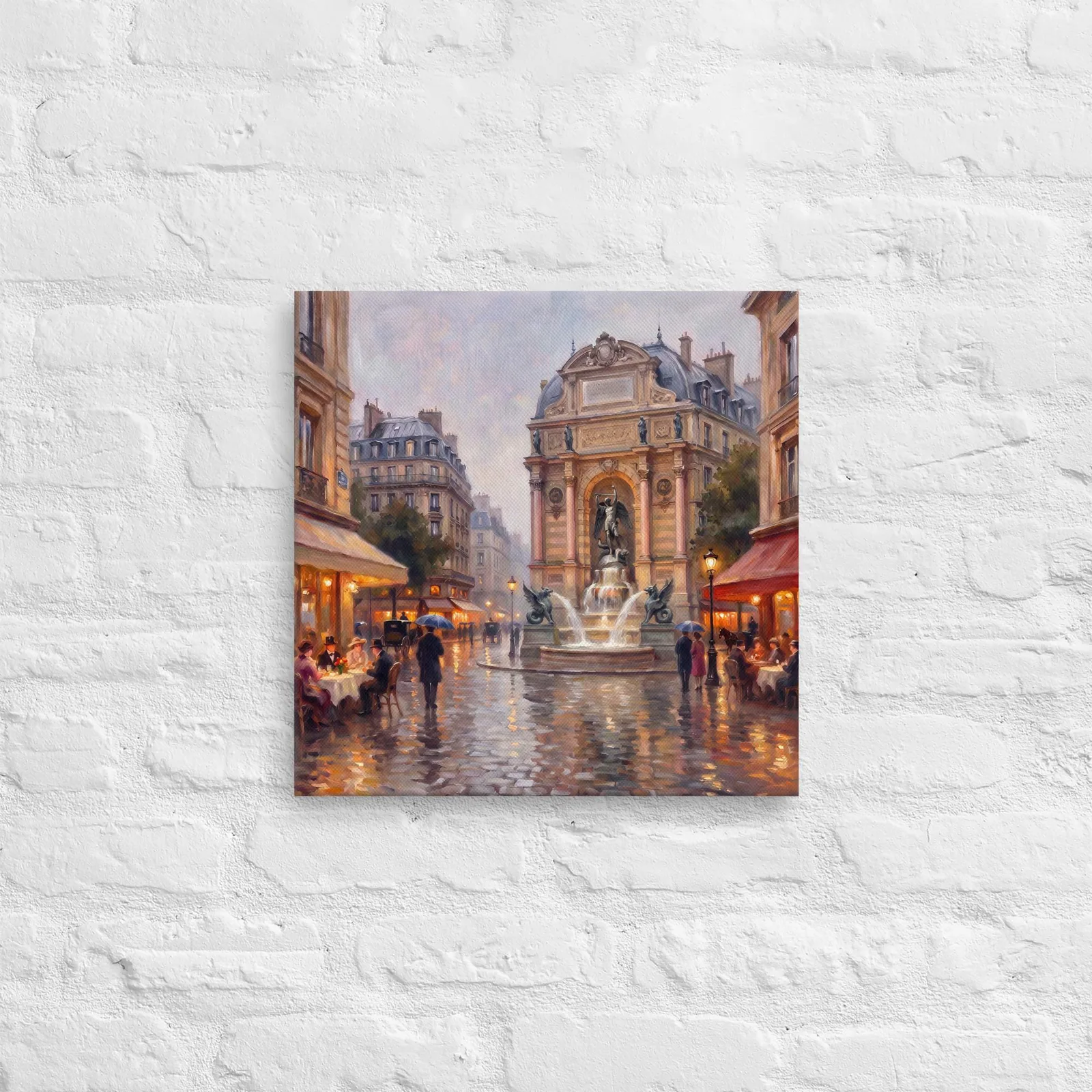 Paris Fontaine St Michel Thin Canvas: French Impressionist style Decor Wall Art, photo 3