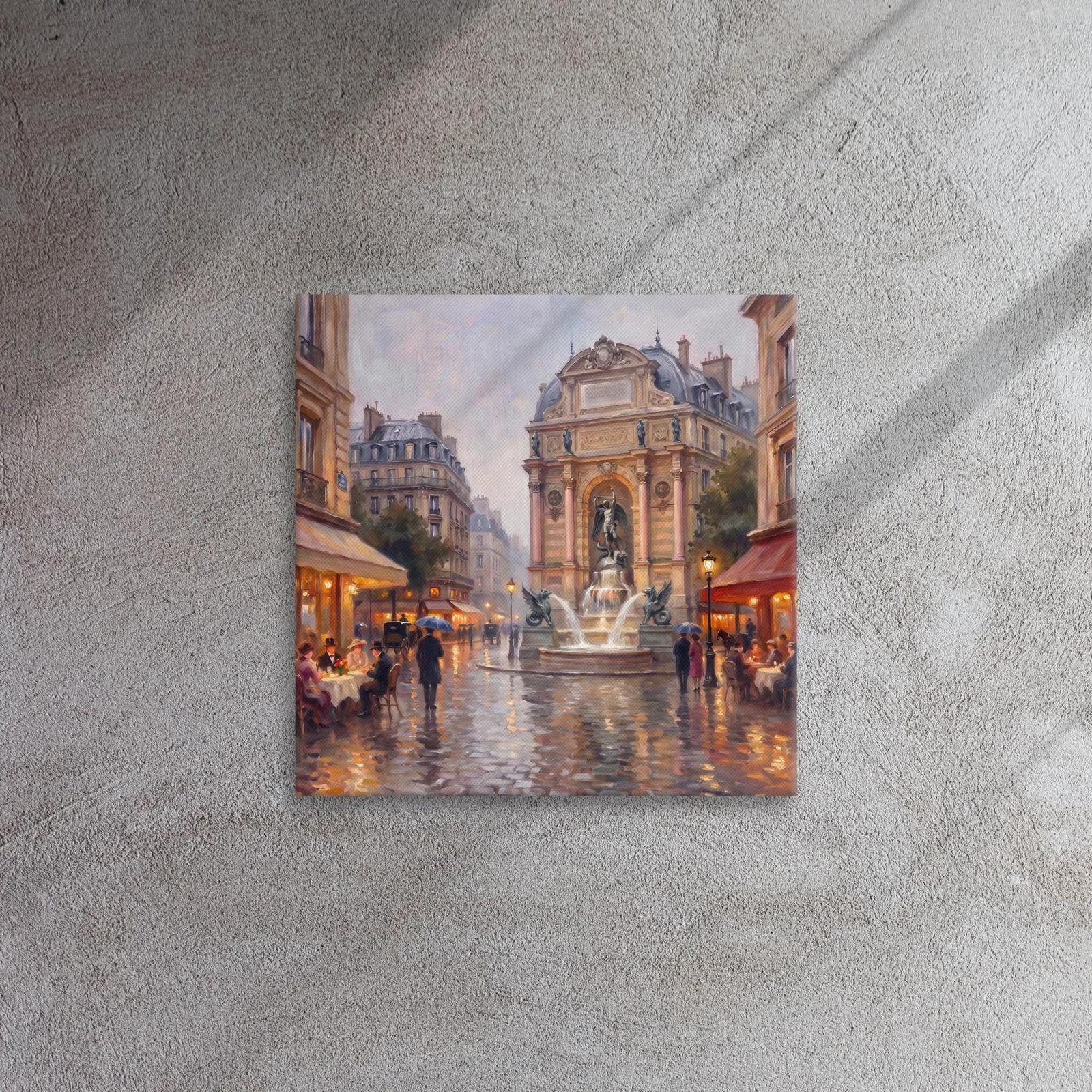 Paris Fontaine St Michel Thin Canvas: French Impressionist style Decor Wall Art, photo 7