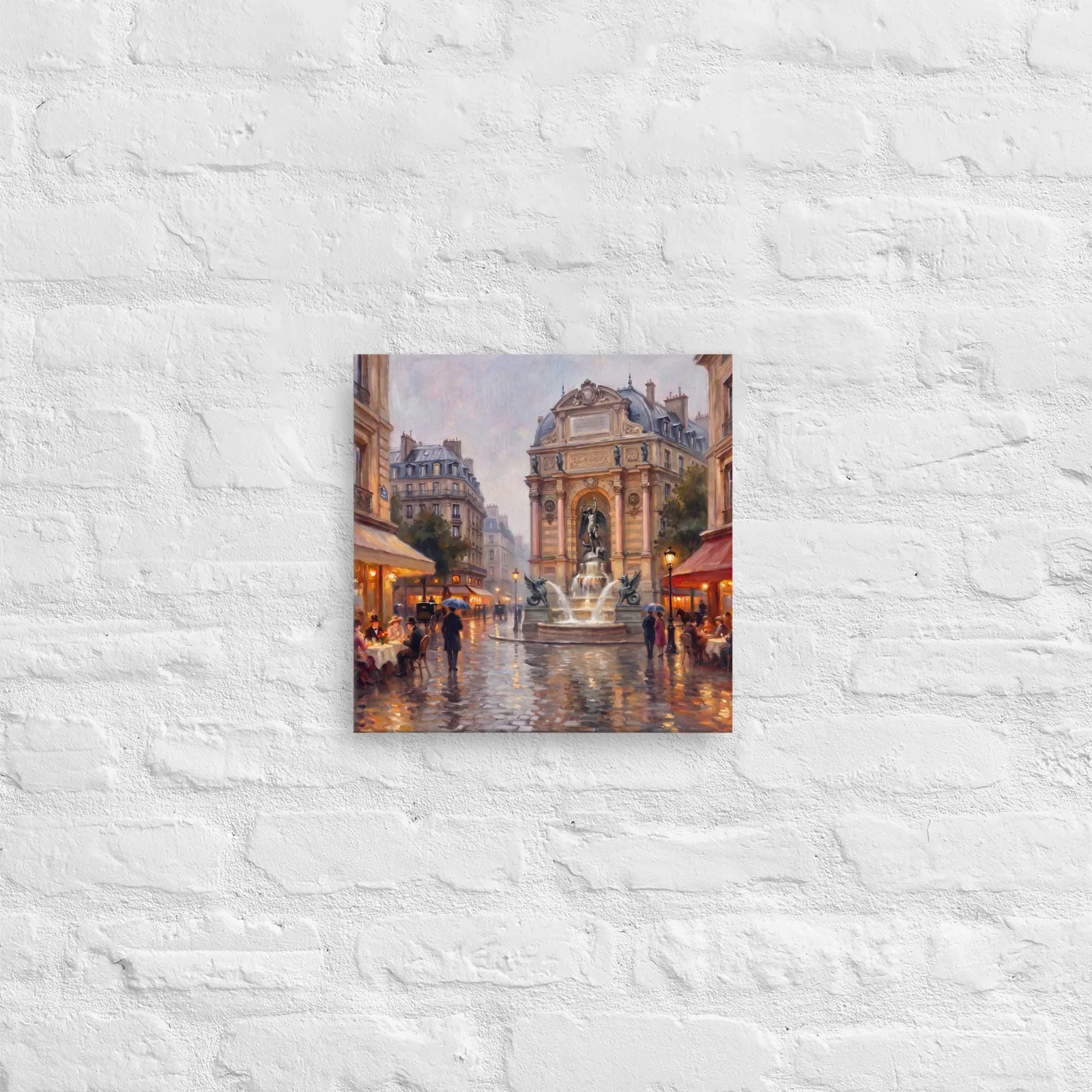Paris Fontaine St Michel Thin Canvas: French Impressionist style Decor Wall Art, photo 2