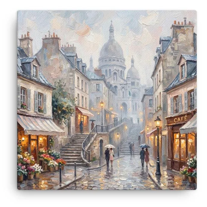 Paris Montmartre Sacré Cœur Thin Canvas: French Impressionist Style Wall Art