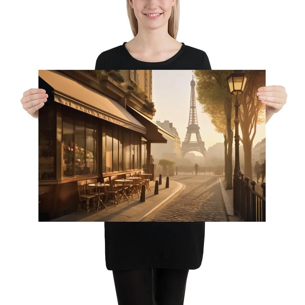 Paris Morning Café Poster: Romantic Eiffel Tower Wall Art, photo 3