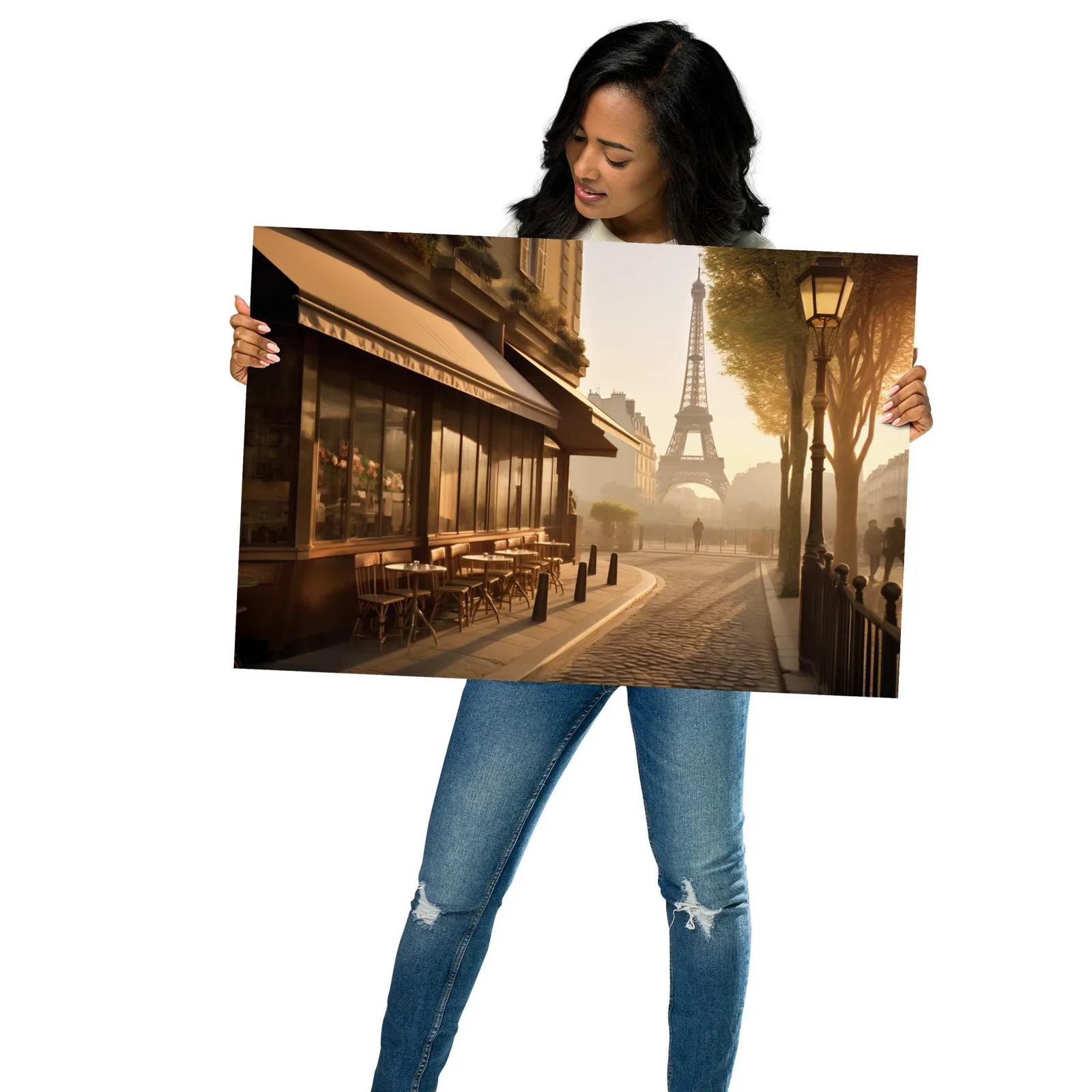 Paris Morning Café Poster: Romantic Eiffel Tower Wall Art, photo 2