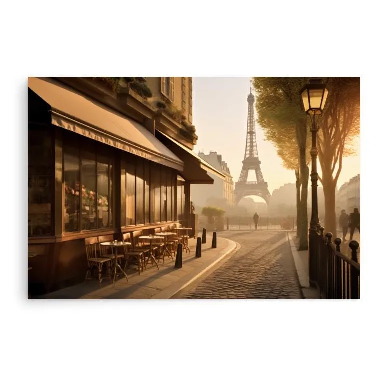Paris Morning Café Poster: Romantic Eiffel Tower Wall Art