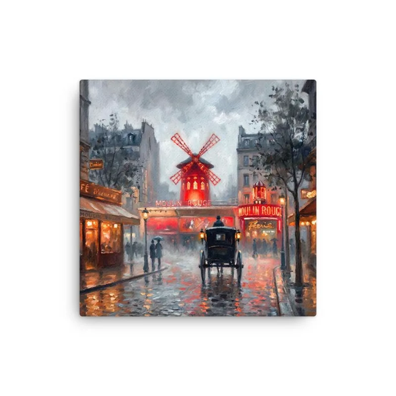 Paris Moulin Rouge Thin Canvas: Impressionist-Style Wall Art