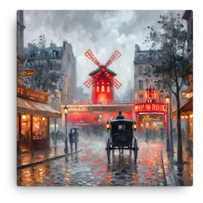 Paris Moulin Rouge Thin Canvas: Impressionist-Style Wall Art