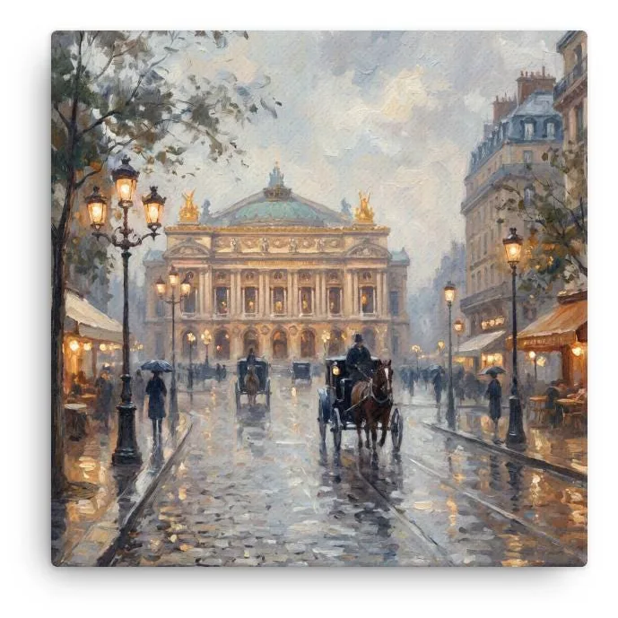 Paris Opera Garnier Thin Canvas: French Impressionist Style Wall Art