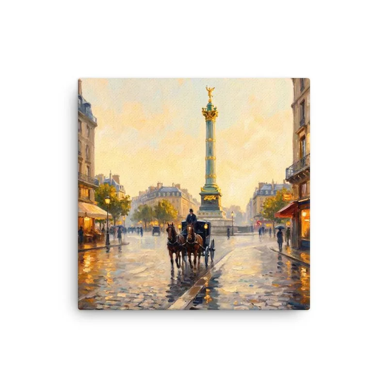 Paris Place de la Bastille Thin Canvas: French Impressionist-Style Wall Art