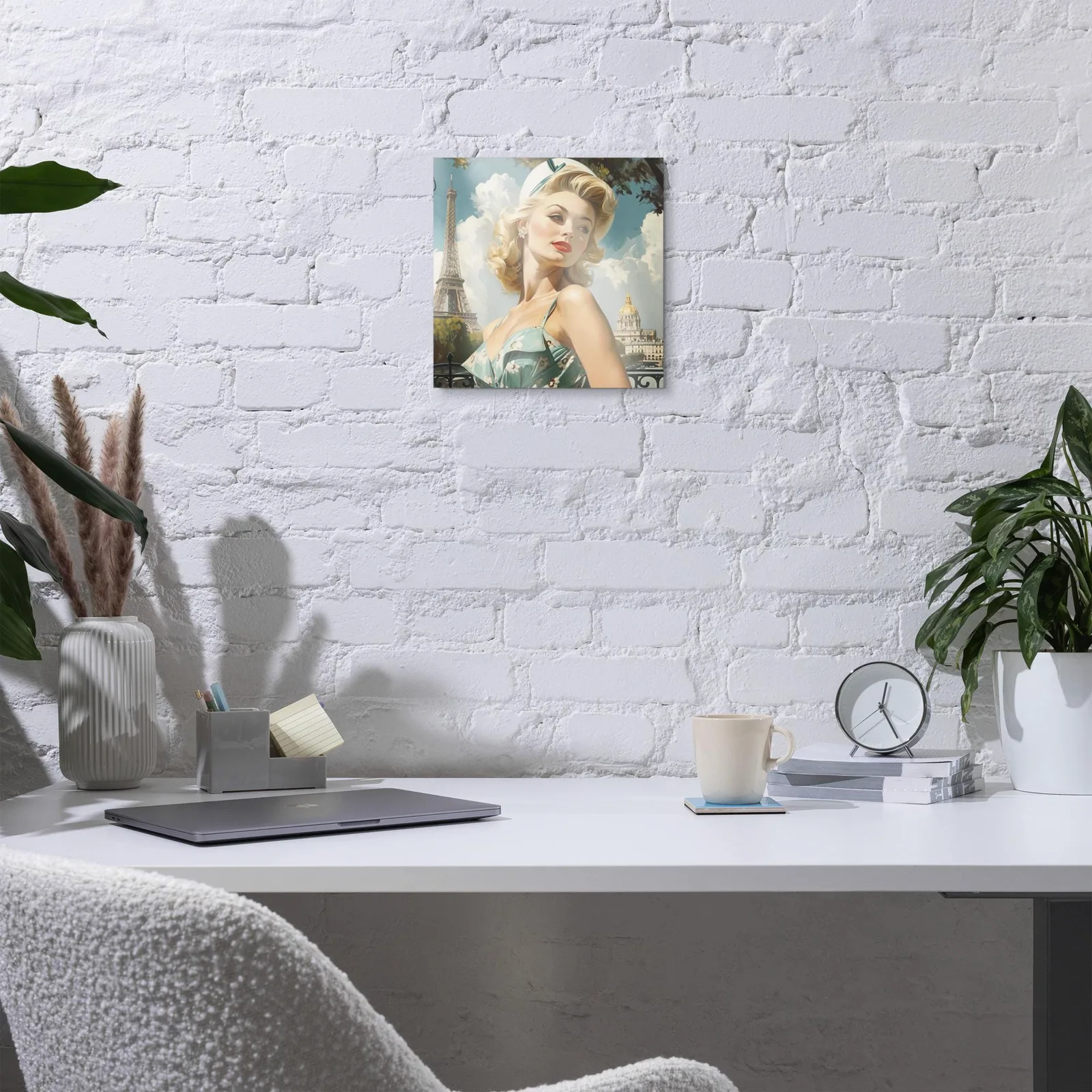 Parisian Pin-Up Metal Print: Retro Glam Eiffel Tower Wall Art, photo 4