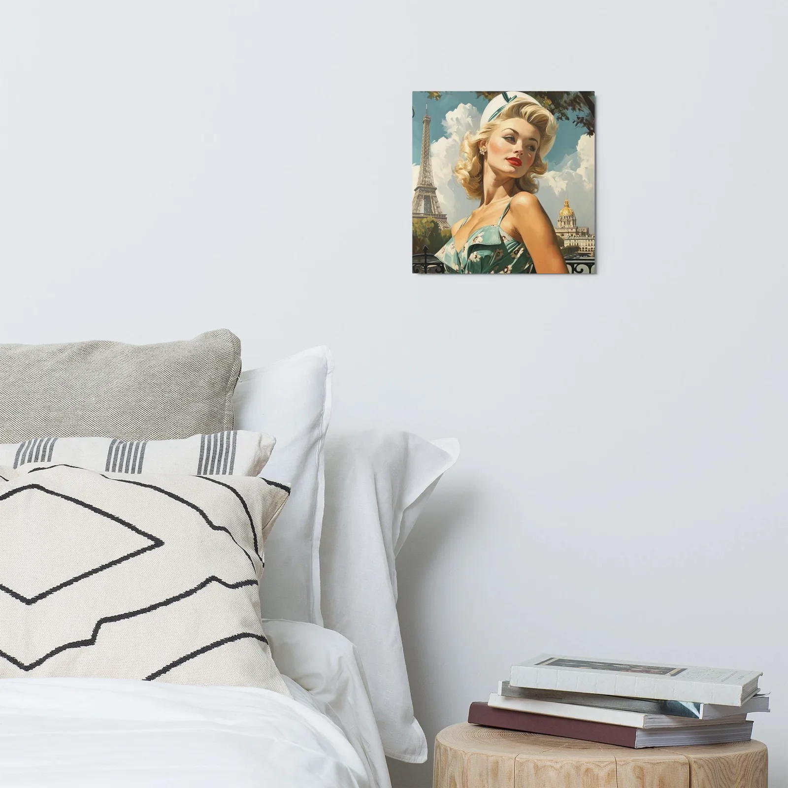 Parisian Pin-Up Metal Print: Retro Glam Eiffel Tower Wall Art, photo 3