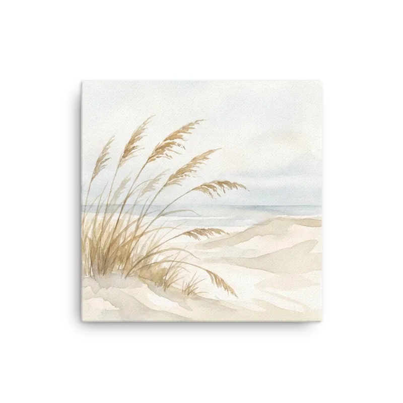 Pastel Coastal Dune Thin Canvas: Ocean Beach house Wall Art