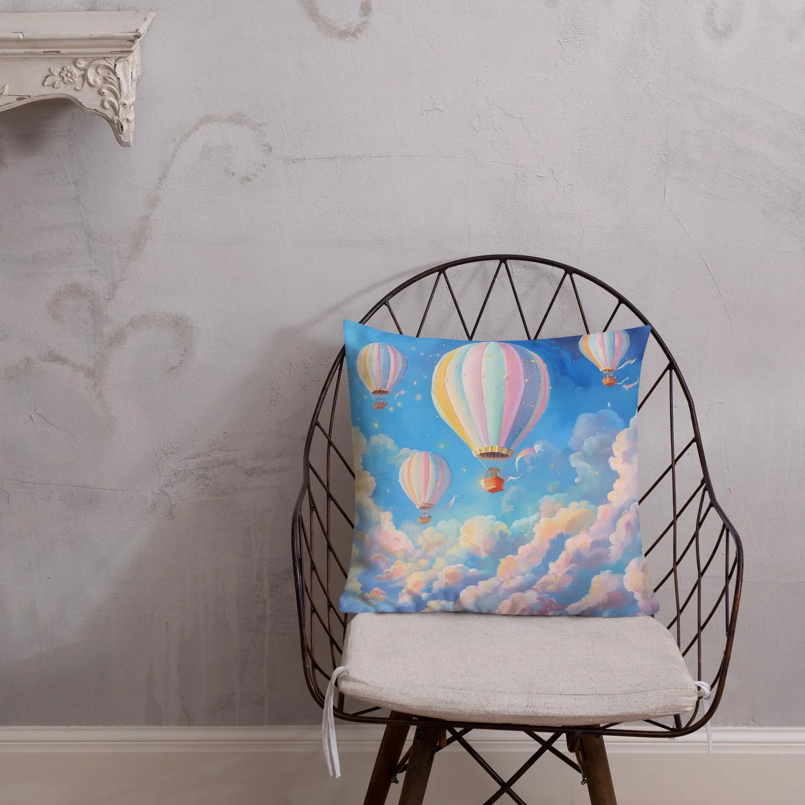 Pastel Hot Air Balloon Throw Pillow: Dreamy Sky Decor, photo 9