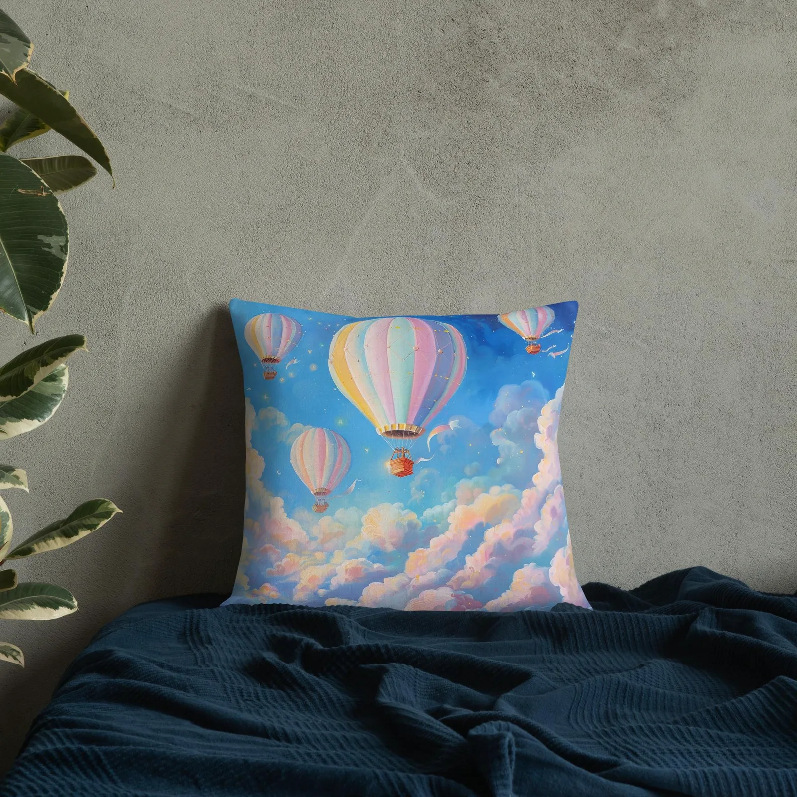 Pastel Hot Air Balloon Throw Pillow: Dreamy Sky Decor, photo 8