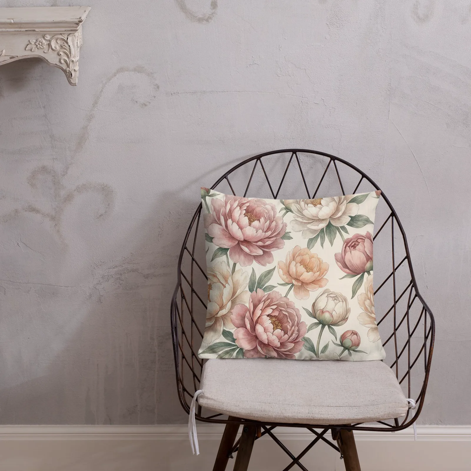 Pastel Peony Throw Pillow: Romantic Floral Decor, photo 6