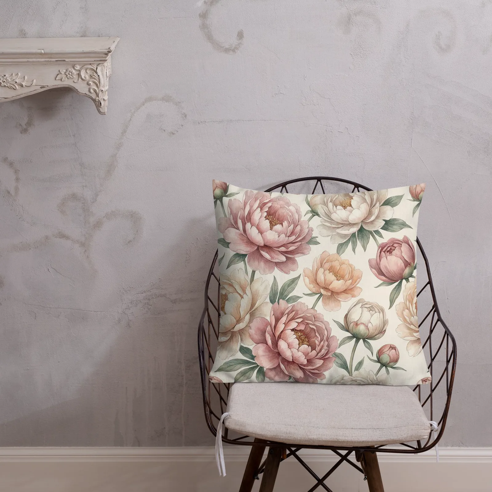 Pastel Peony Throw Pillow: Romantic Floral Decor, photo 7
