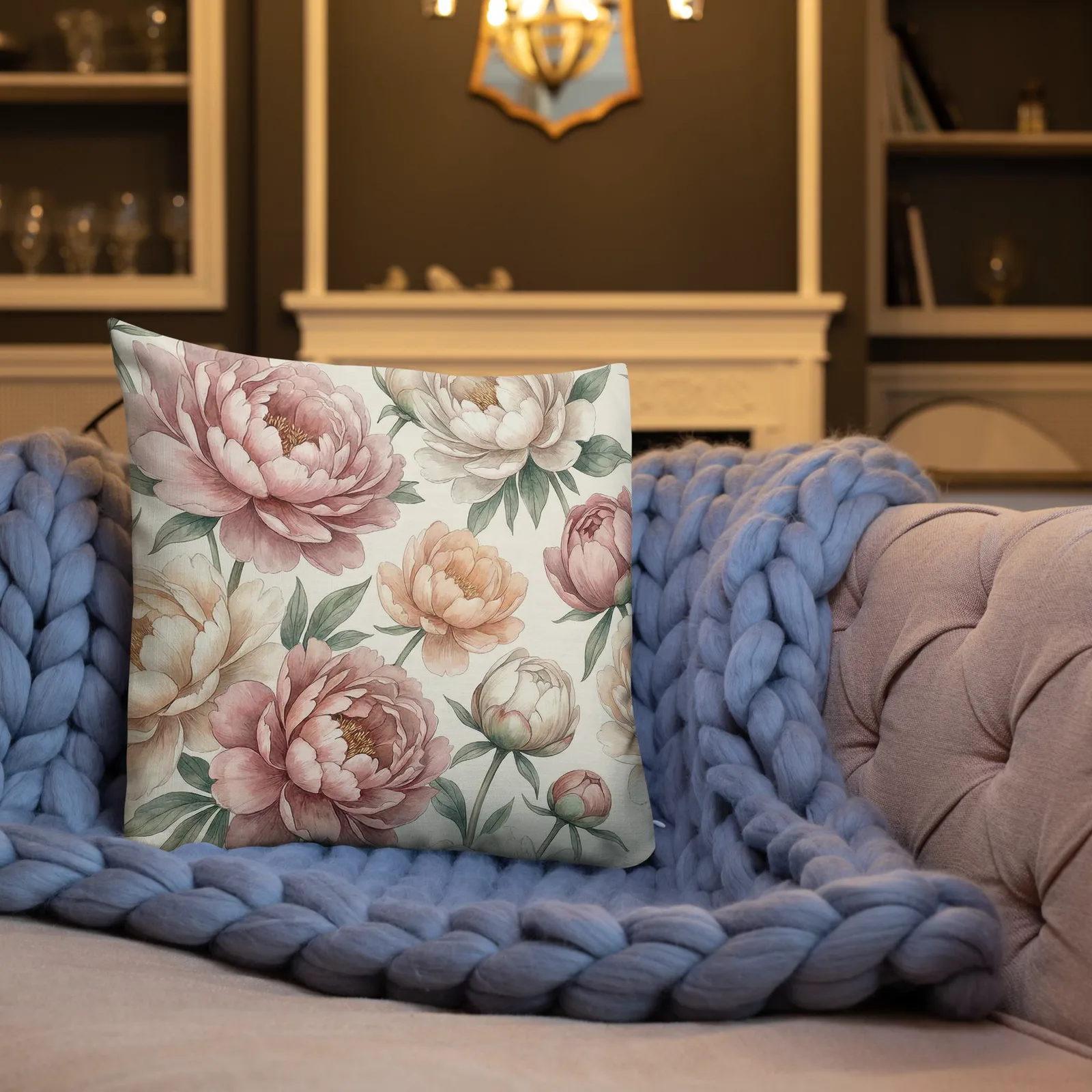 Pastel Peony Throw Pillow: Romantic Floral Decor, photo 9