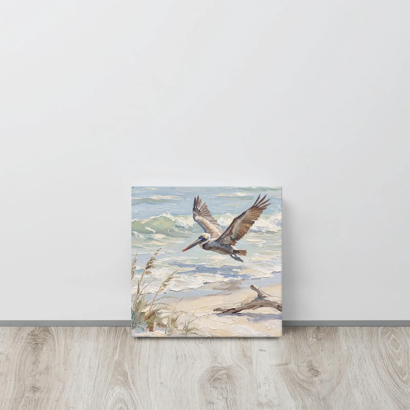 Pelican Thin Canvas: Coastal Bird Flying Over Beach Wall Art, photo 4