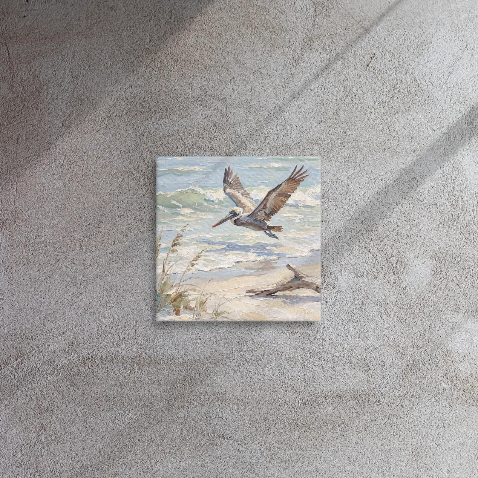 Pelican Thin Canvas: Coastal Bird Flying Over Beach Wall Art, photo 6