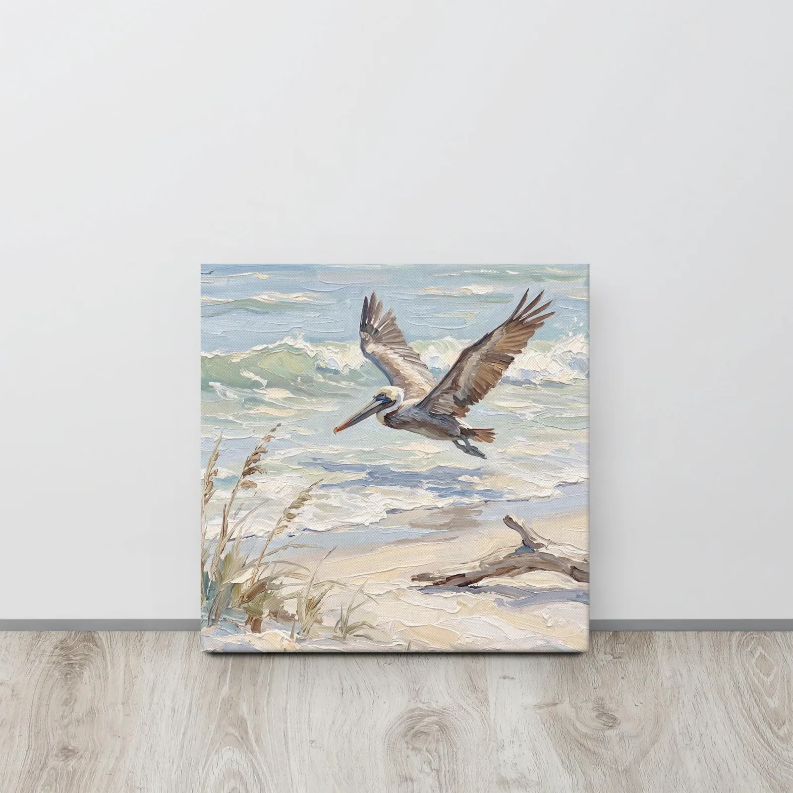 Pelican Thin Canvas: Coastal Bird Flying Over Beach Wall Art, photo 5