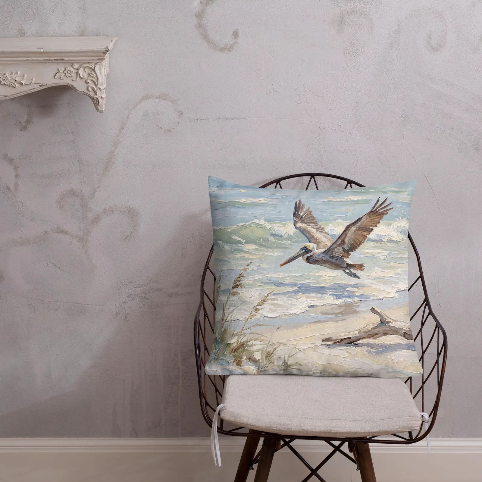 Pelican Throw Pillow: Coastal Bird Cushion, photo 9