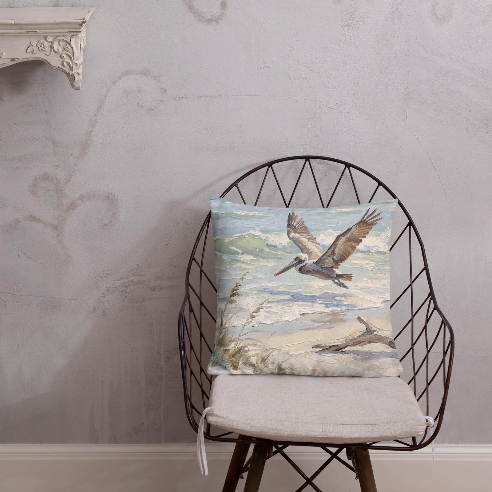 Pelican Throw Pillow: Coastal Bird Cushion, photo 8