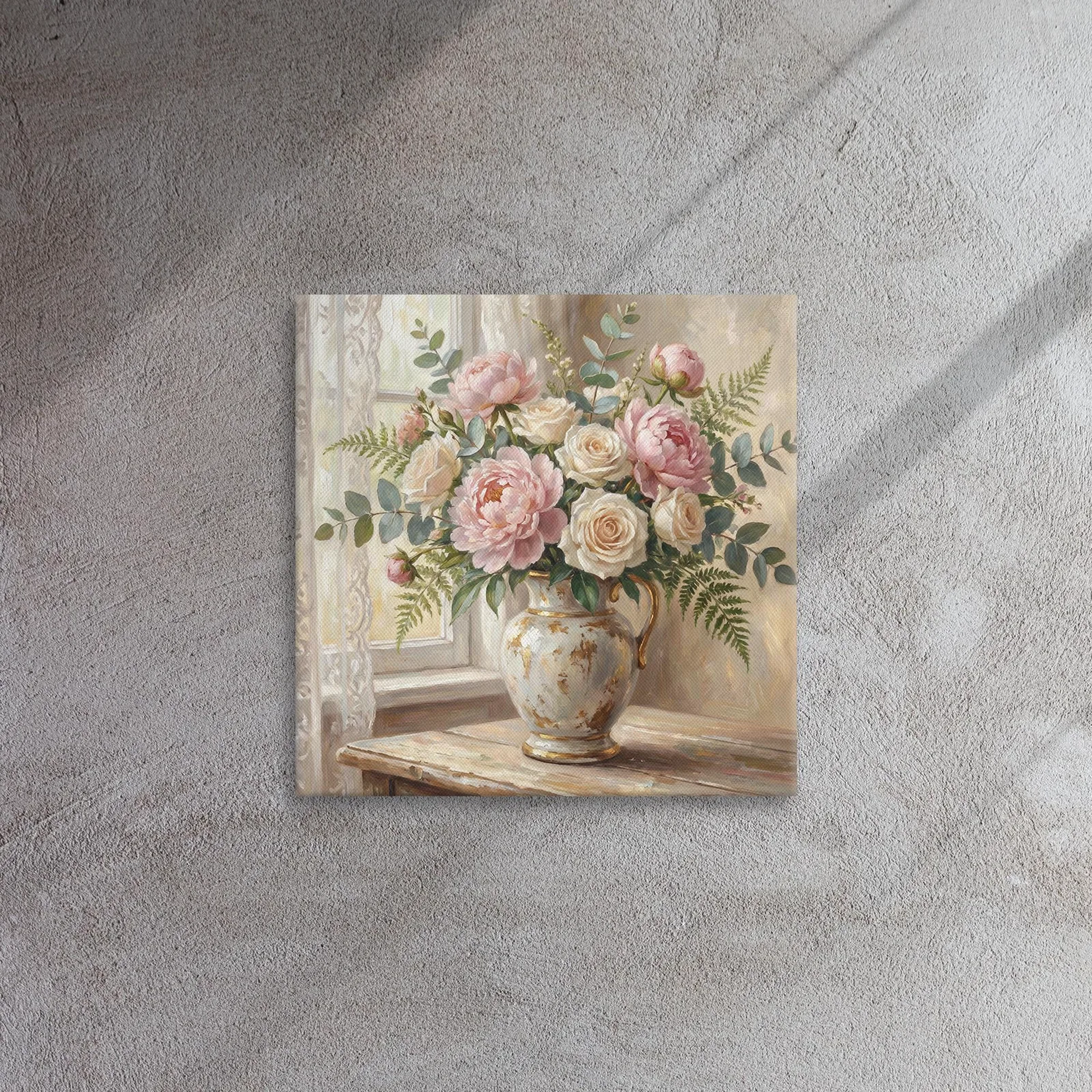 Peonies and Roses Thin Canvas: Vintage Vase Flower Wall Art, photo 8