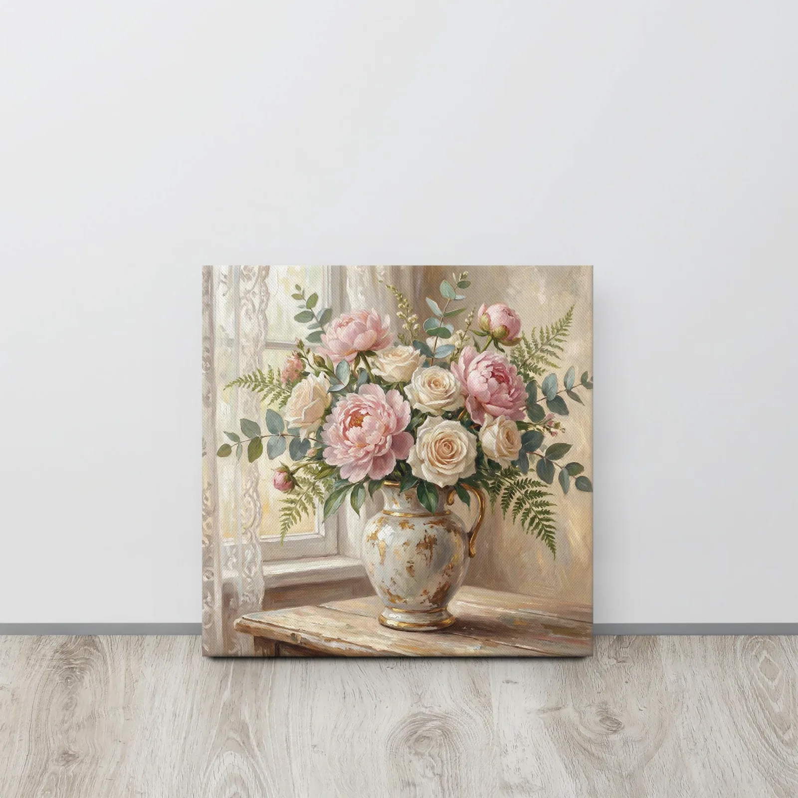 Peonies and Roses Thin Canvas: Vintage Vase Flower Wall Art, photo 6