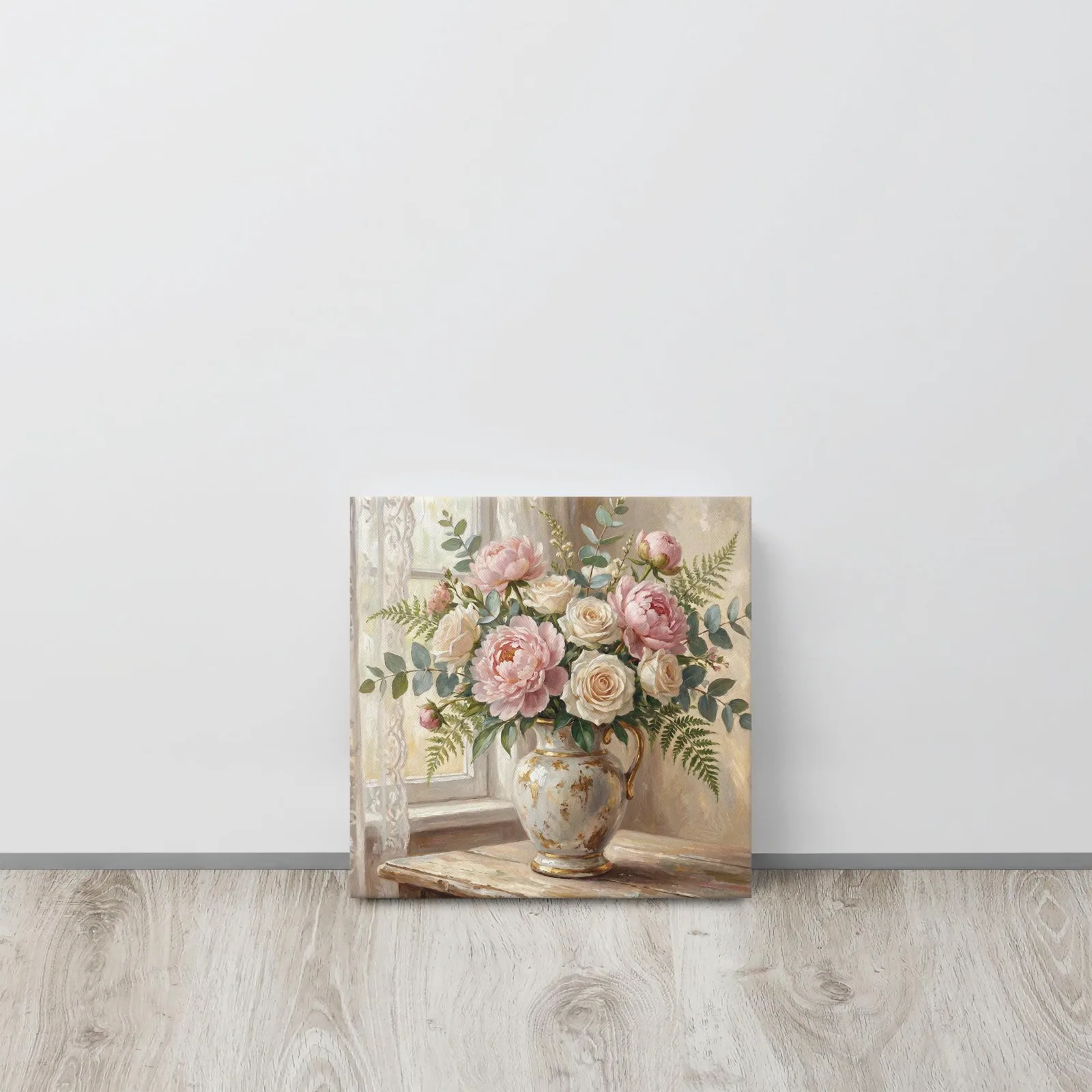 Peonies and Roses Thin Canvas: Vintage Vase Flower Wall Art, photo 5