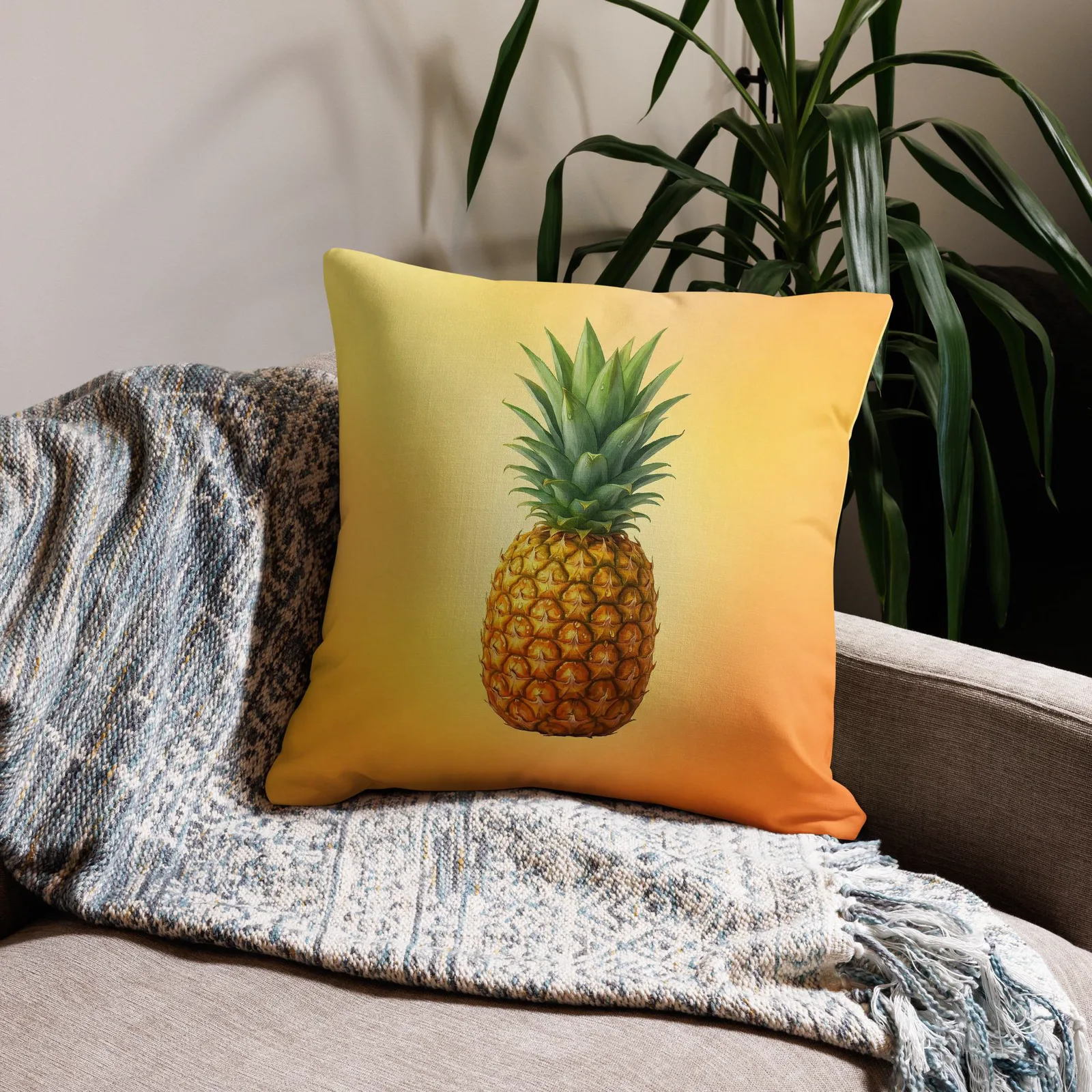 Pineapple Throw Pillow: Tropical Summer Welcome Decor, photo 4