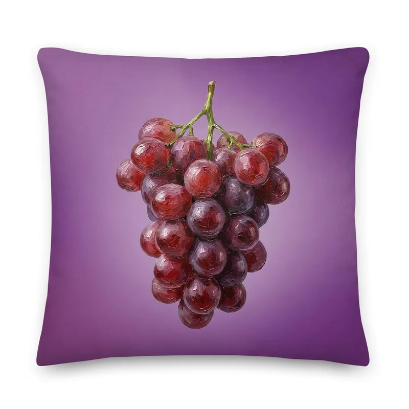 Purple Grapes Throw Pillow: Vineyard Fruit Decor