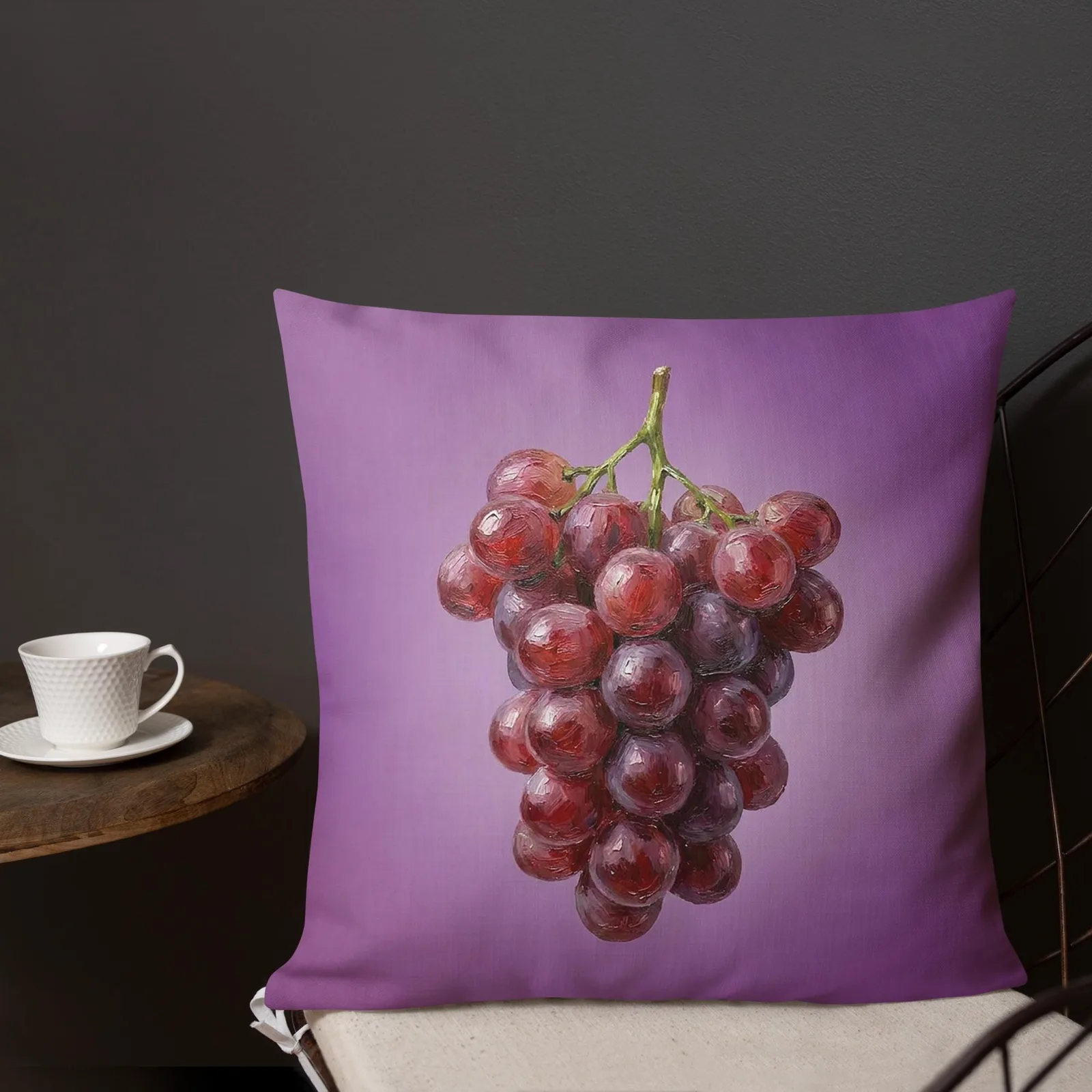 Purple Grapes Throw Pillow: Vineyard Fruit Decor, photo 8