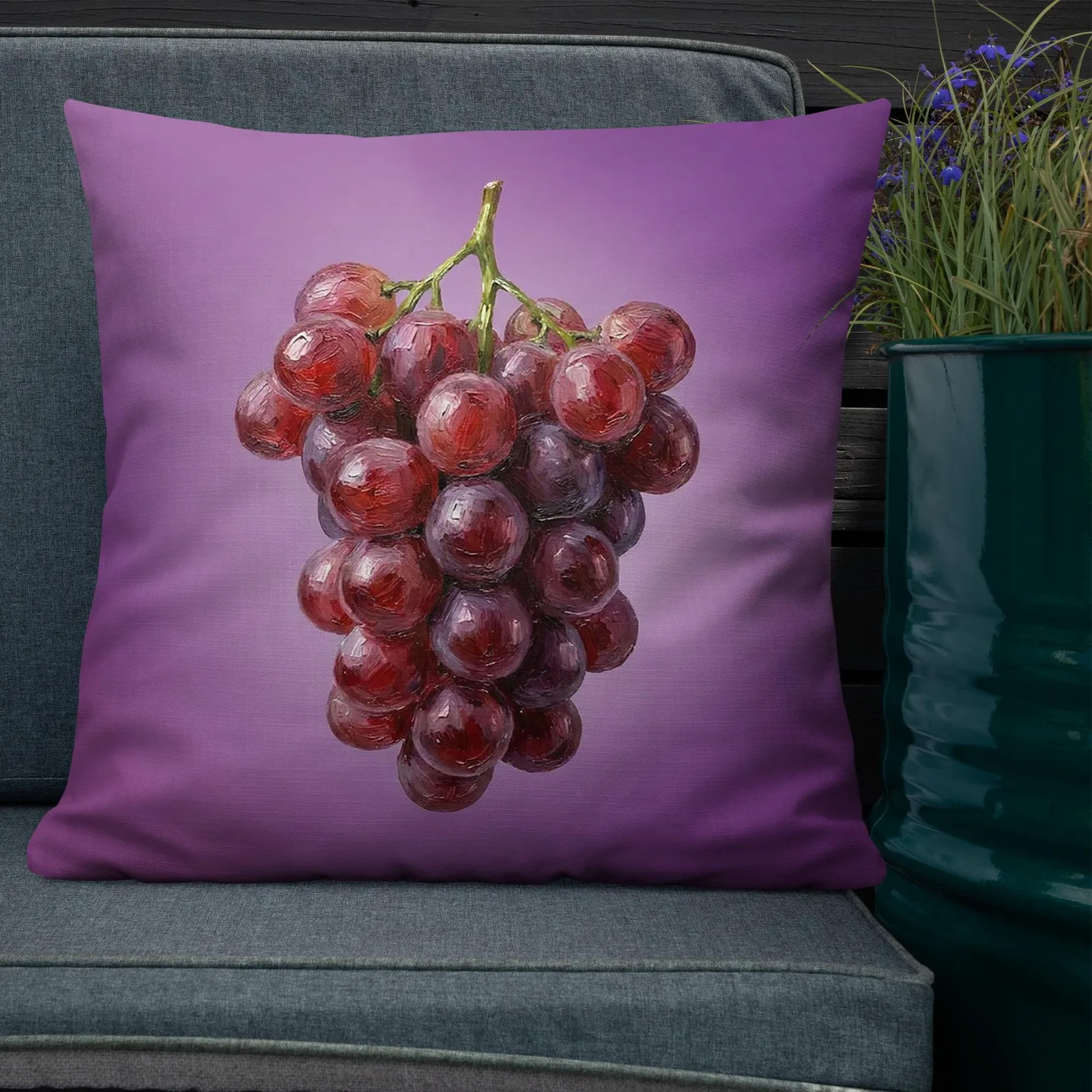 Purple Grapes Throw Pillow: Vineyard Fruit Decor, photo 9