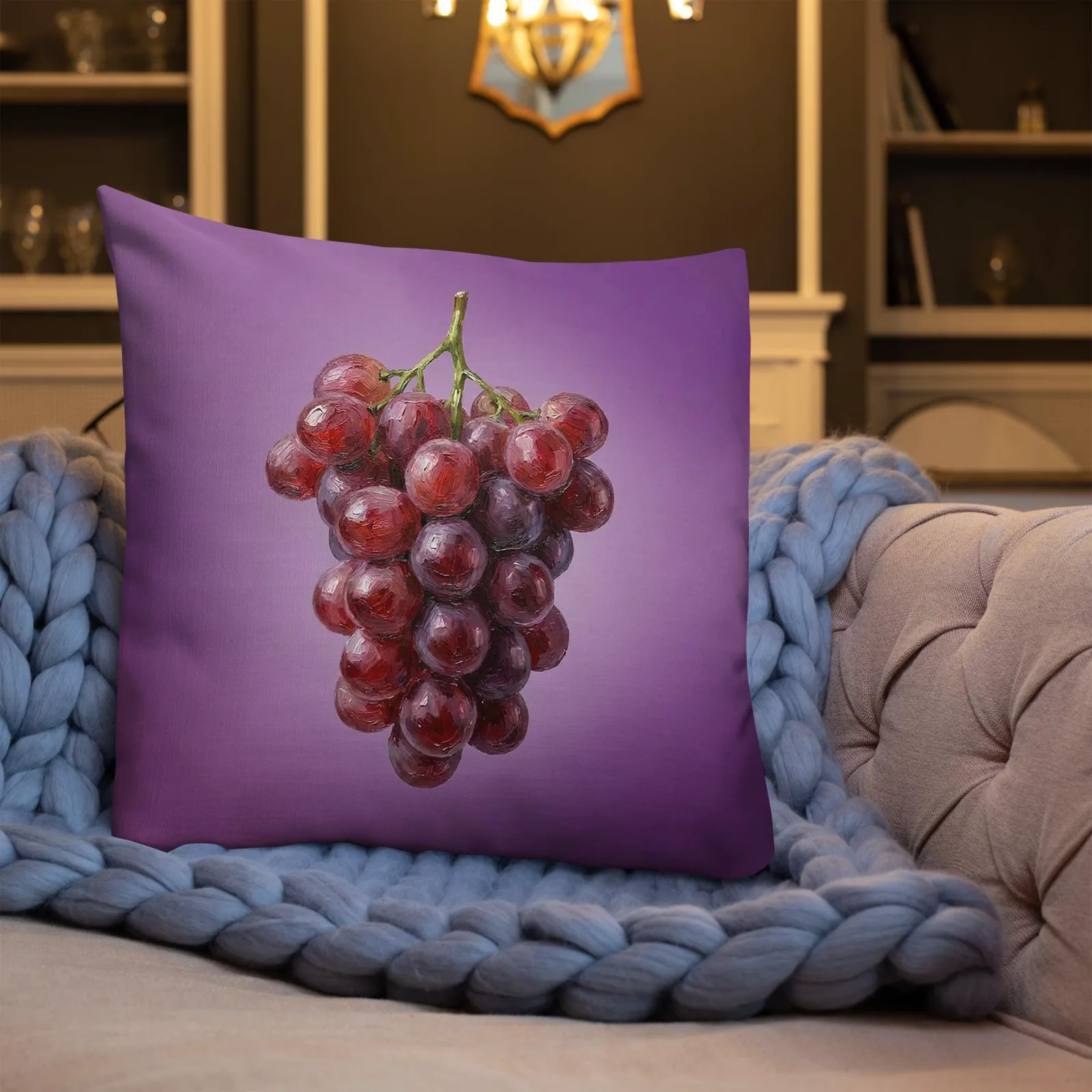 Purple Grapes Throw Pillow: Vineyard Fruit Decor, photo 7
