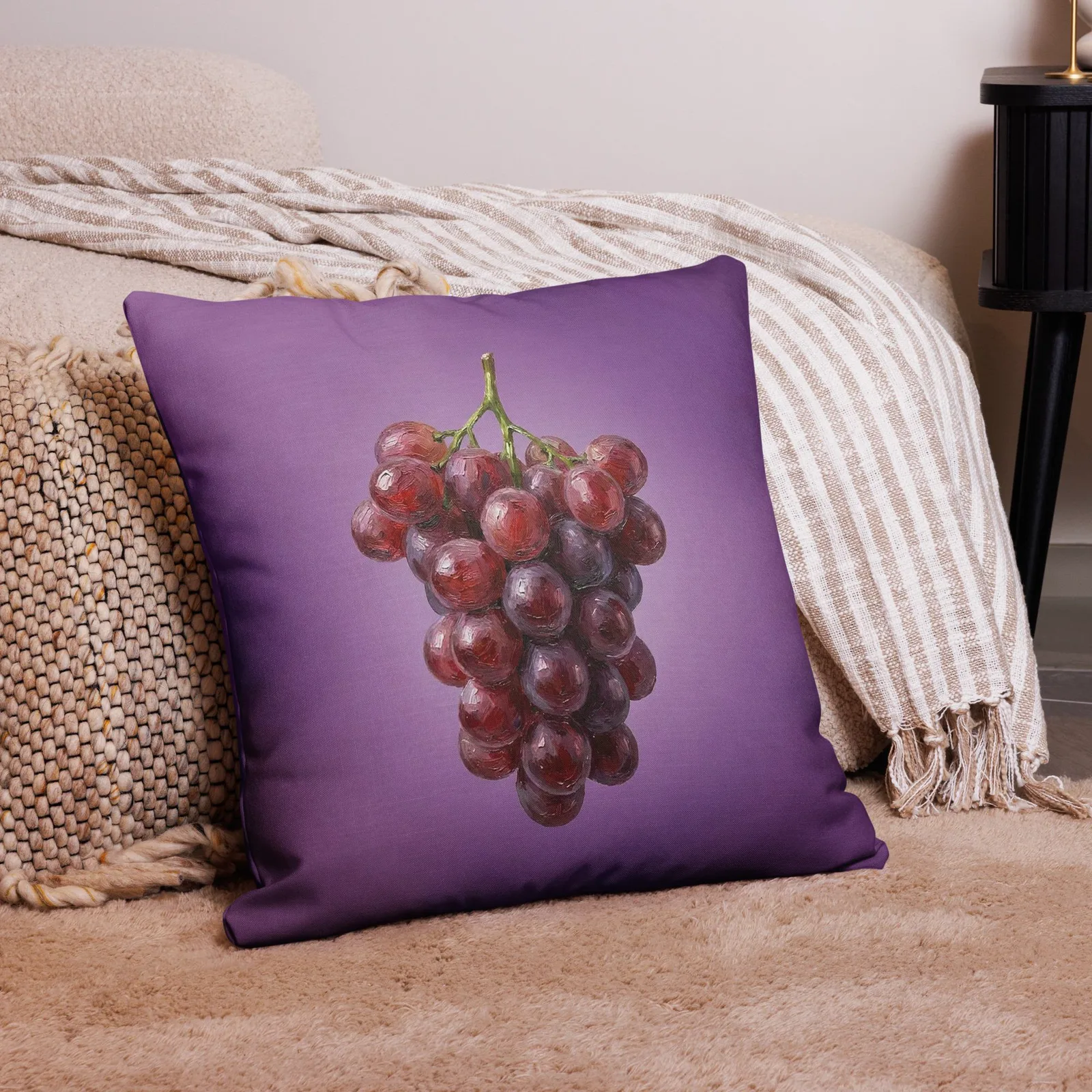 Purple Grapes Throw Pillow: Vineyard Fruit Decor, photo 10