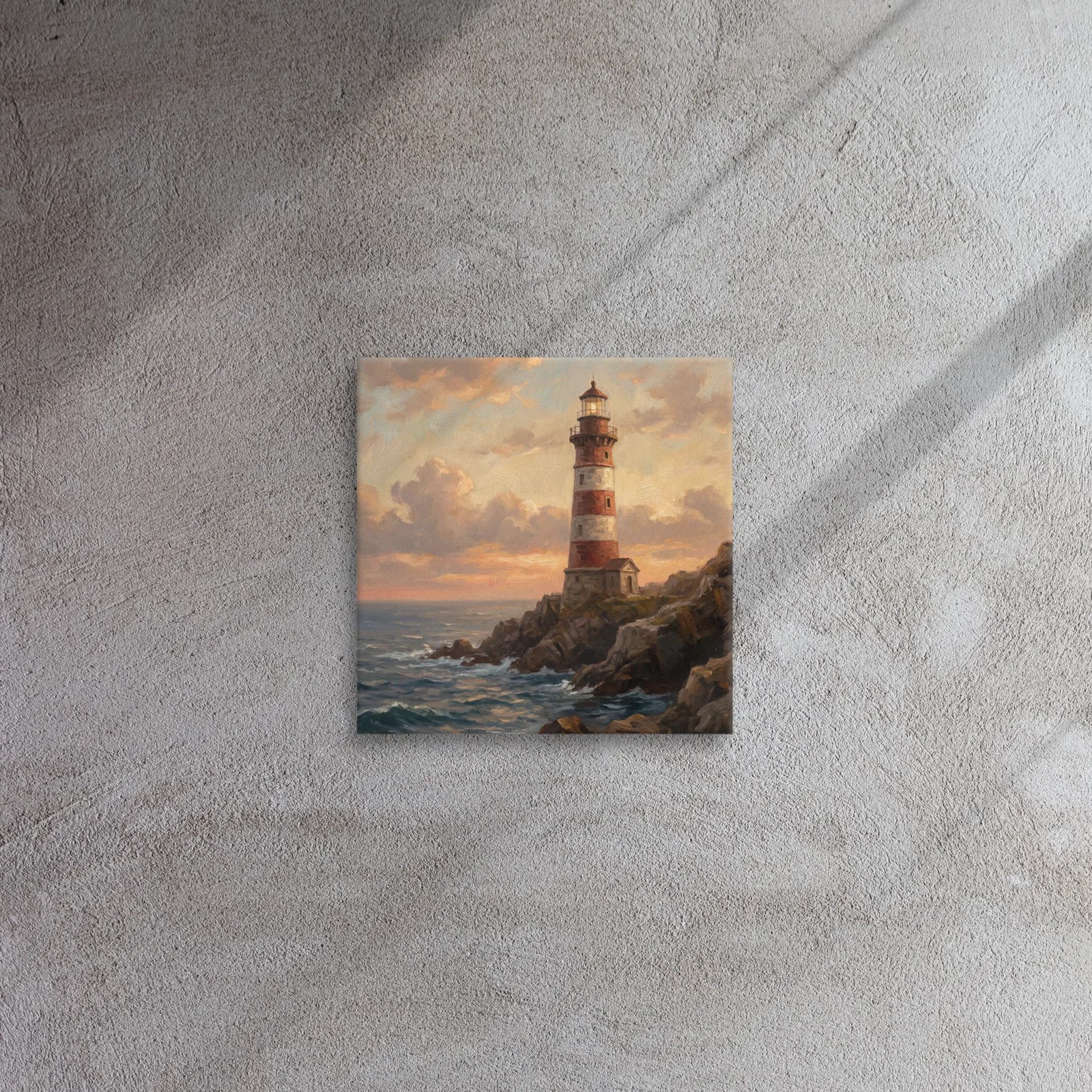 Red and White Lighthouse Thin Canvas: Coastal Sunset Seascape Decor Wall Art, photo 6