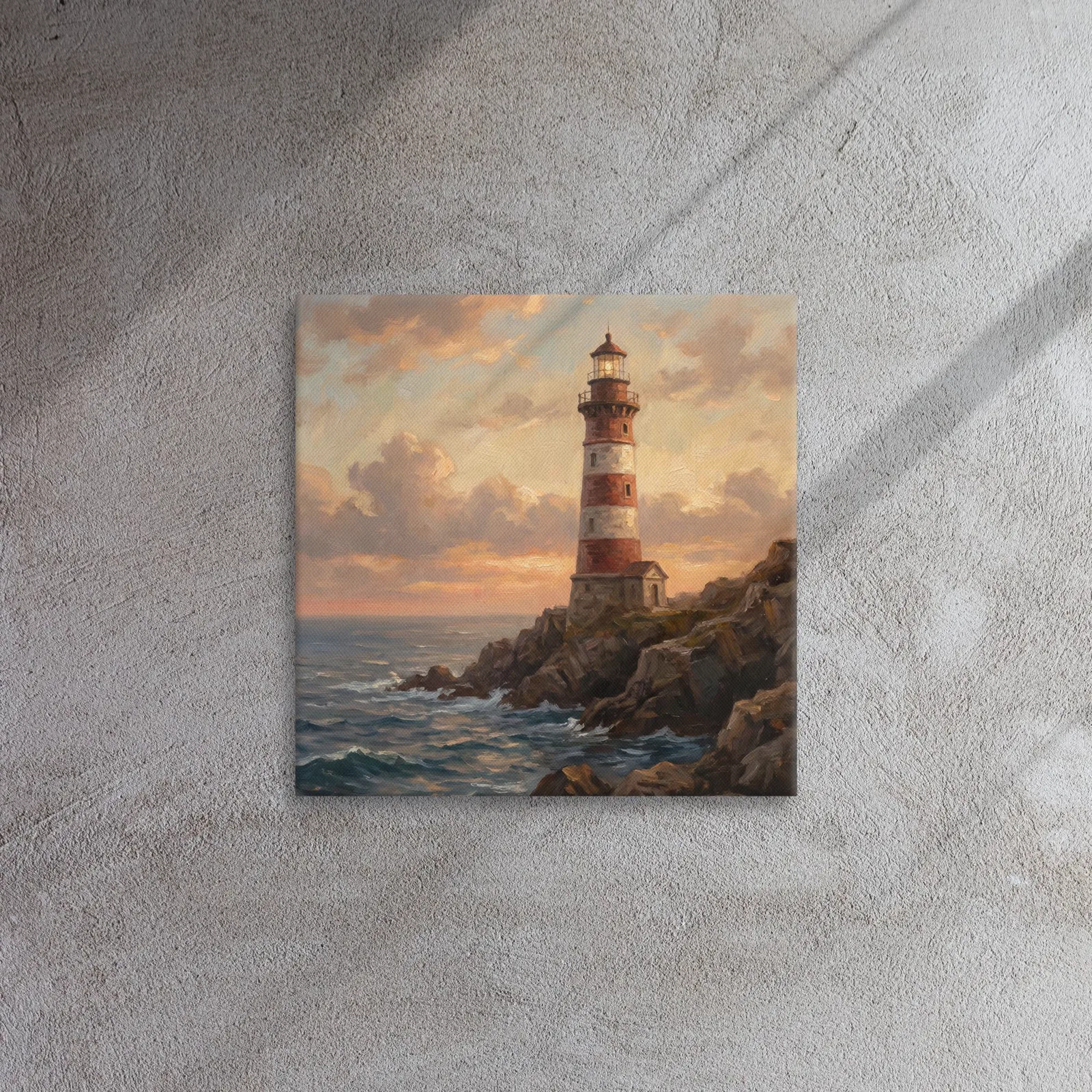 Red and White Lighthouse Thin Canvas: Coastal Sunset Seascape Decor Wall Art, photo 7