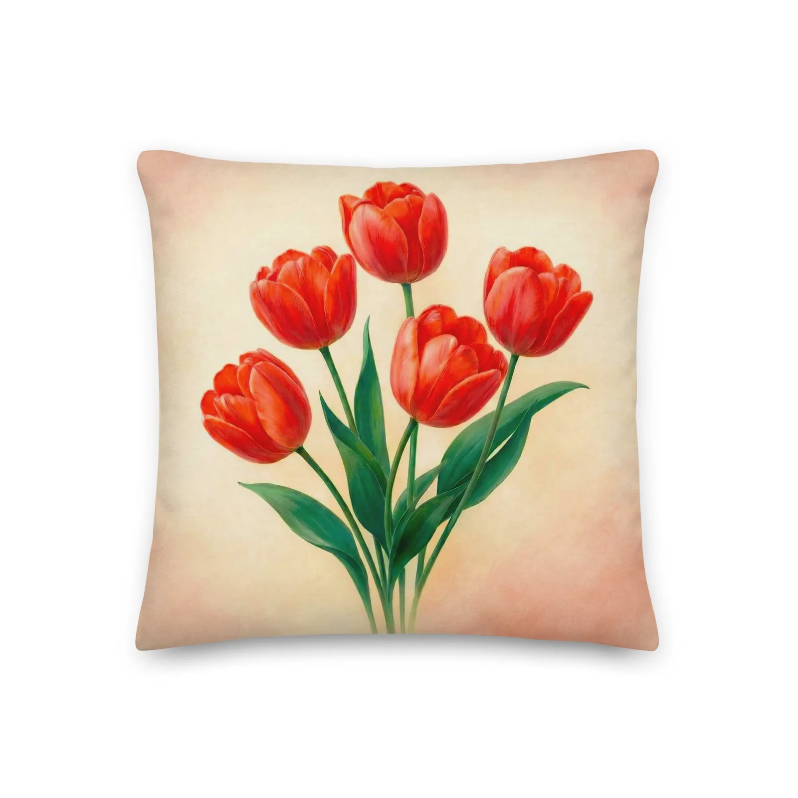 Red Tulip Throw Pillow: Spring Floral Decor Cushion, photo 5