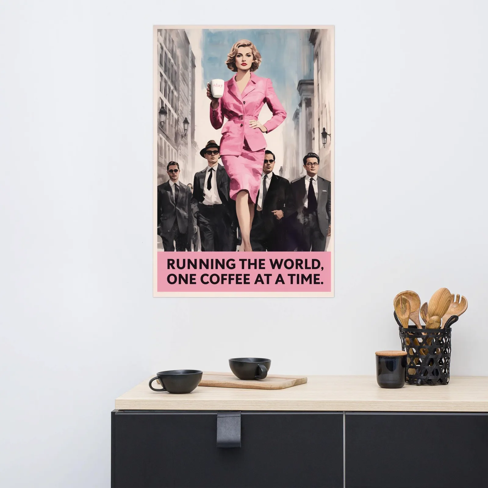 Running the World Poster: Retro Feminist Coffee Wall Art, photo 8