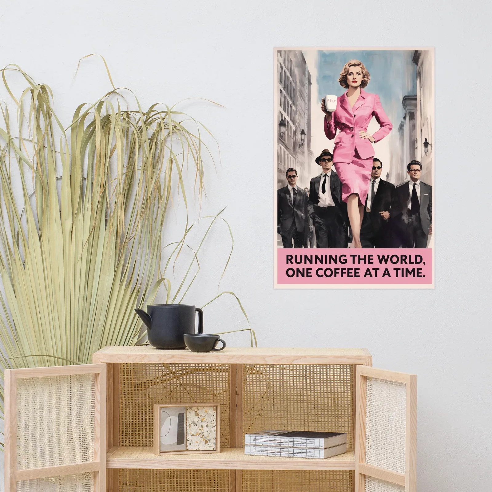 Running the World Poster: Retro Feminist Coffee Wall Art, photo 9