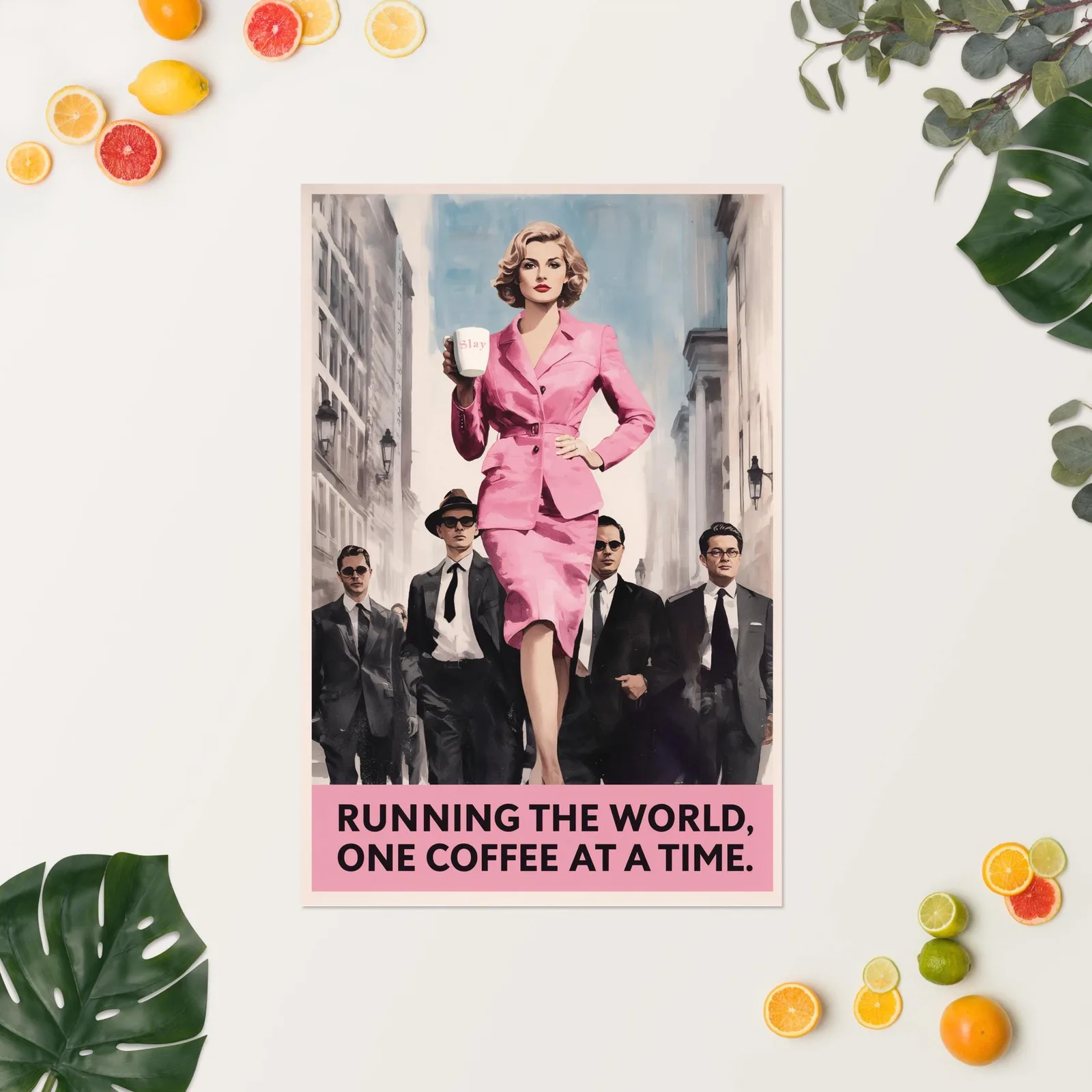 Running the World Poster: Retro Feminist Coffee Wall Art, photo 10