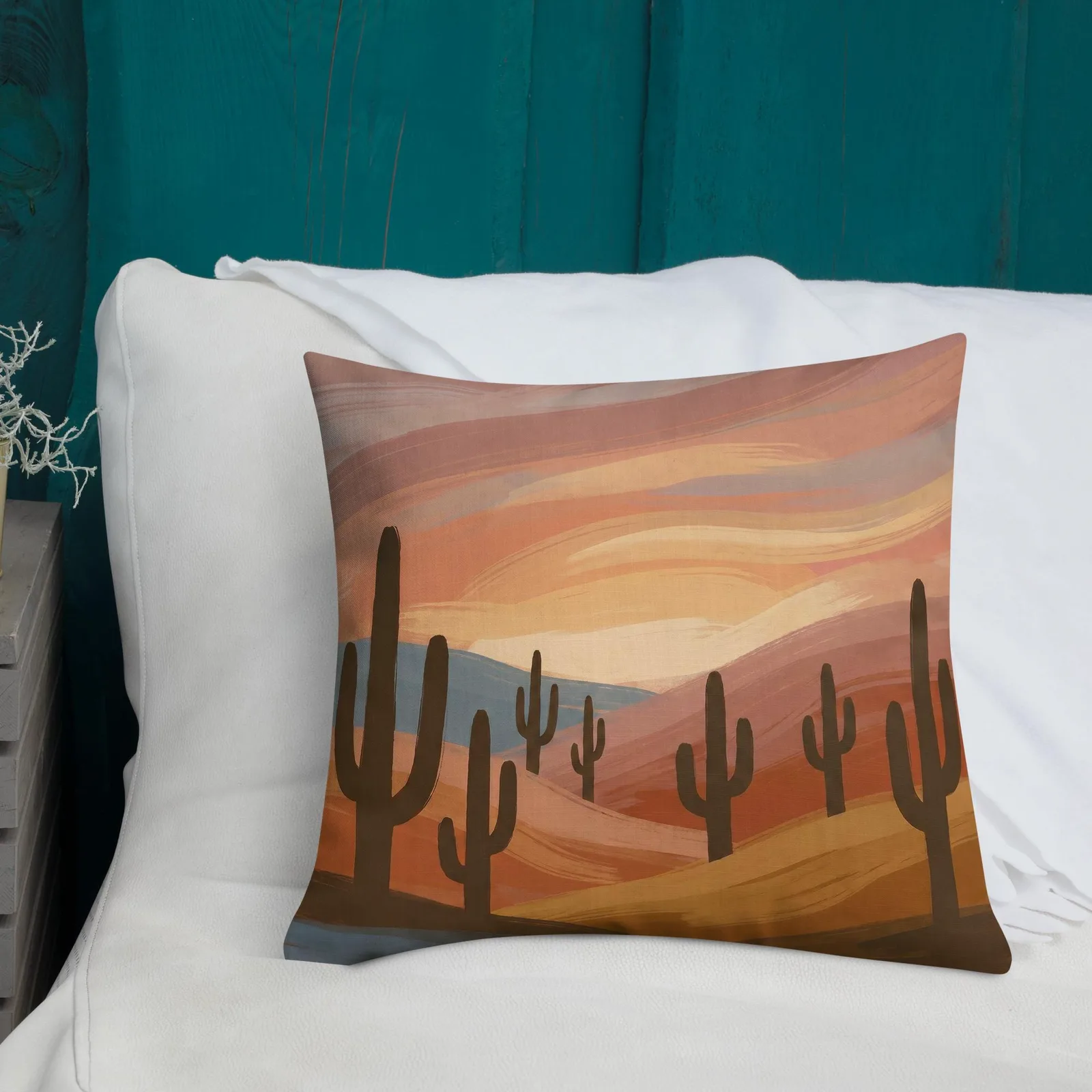 Saguaro Desert Cactus Throw Pillow: Terracotta Southwest Decor Cushion, photo 2