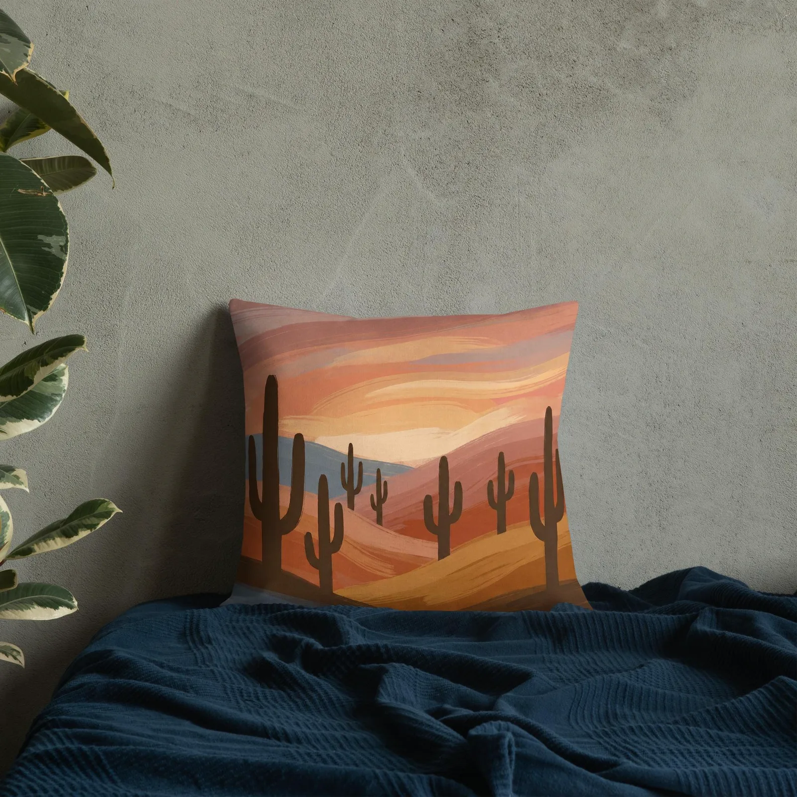 Saguaro Desert Cactus Throw Pillow: Terracotta Southwest Decor Cushion, photo 4