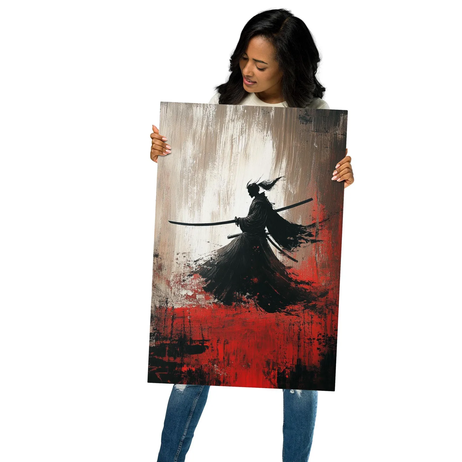 Samurai Silhouette Metal Print: Japanese Zen Wall Art, photo 2