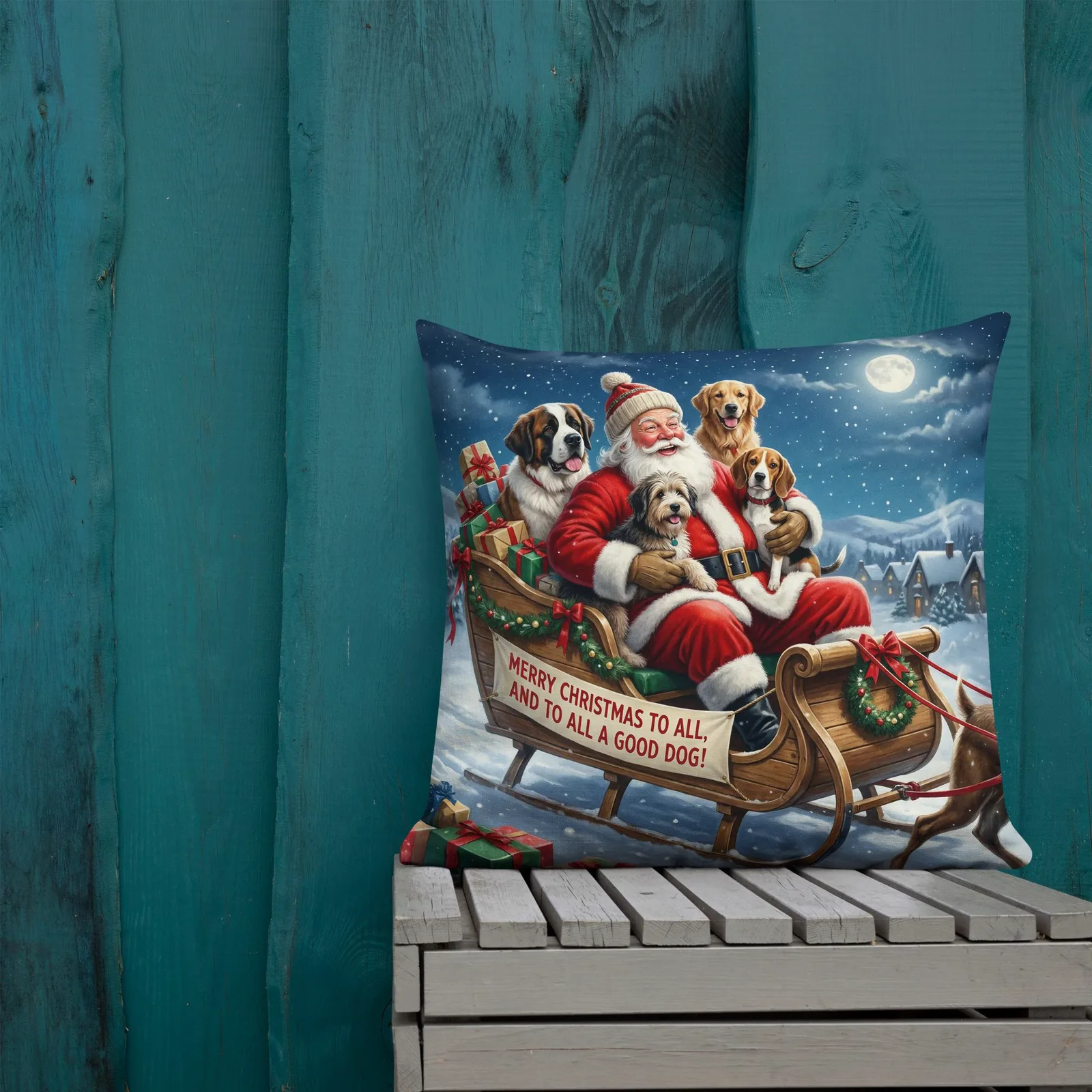 Santa Dog Christmas Throw Pillow: Funny Holiday Decor, photo 9