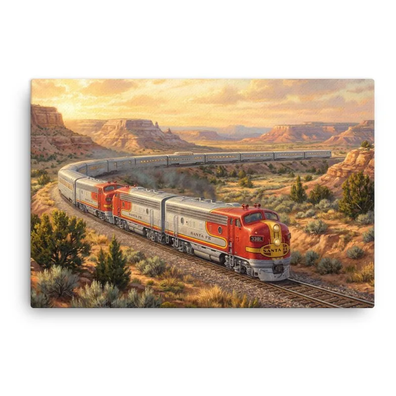 Santa Fe Train Thin Canvas: American West Railroad Wall Art