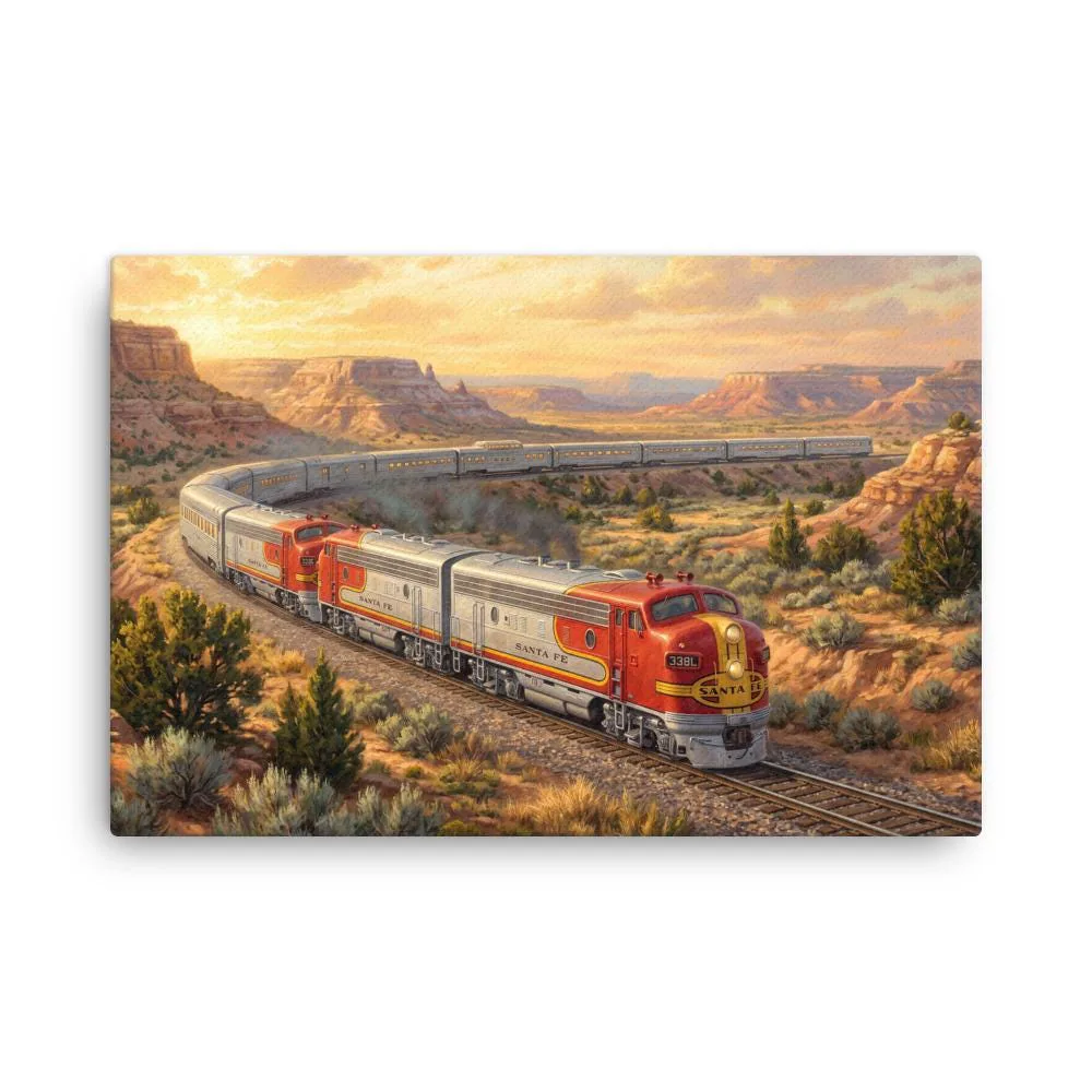 Santa Fe Train Thin Canvas: American West Railroad Wall Art