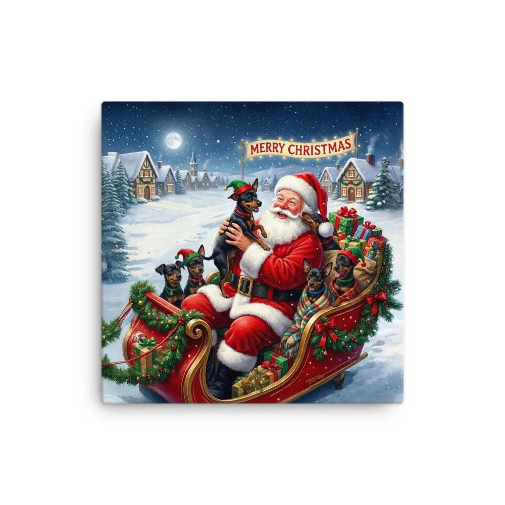 Santa & His Min Pin Helpers Christmas Canvas: Festive Holiday Wall Art for Dog Lovers, photo 10