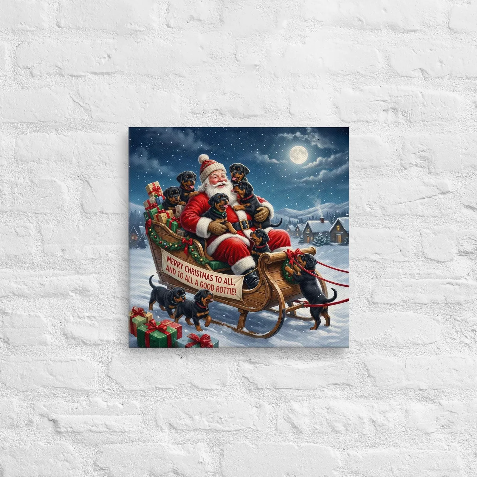 Santa & His Rottie Helpers Thin Canvas: Christmas Dog Lover Wall Art, photo 6